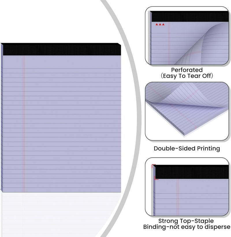 Ciphyfee 6pcs Legal Pads 8.5 x 11,Notepads 8.5 x 11 Inch, 30 Sheets/Pack, Purple Note Pads Clear Print Writing Pads of Paper, Perforate Wide Ruled Lined with Sturdy Back for Office, Business & School Supplies - Image 3